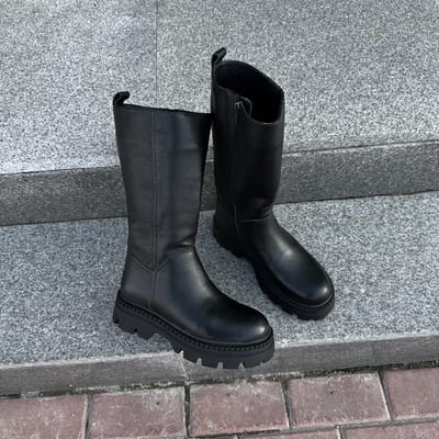 Ботинки Side зима черные зернистые