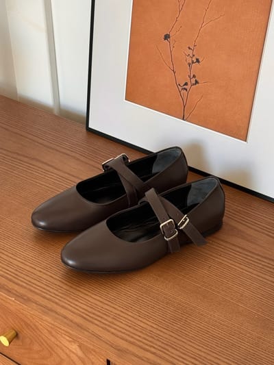 Балетки Yadon кофейные гладкие